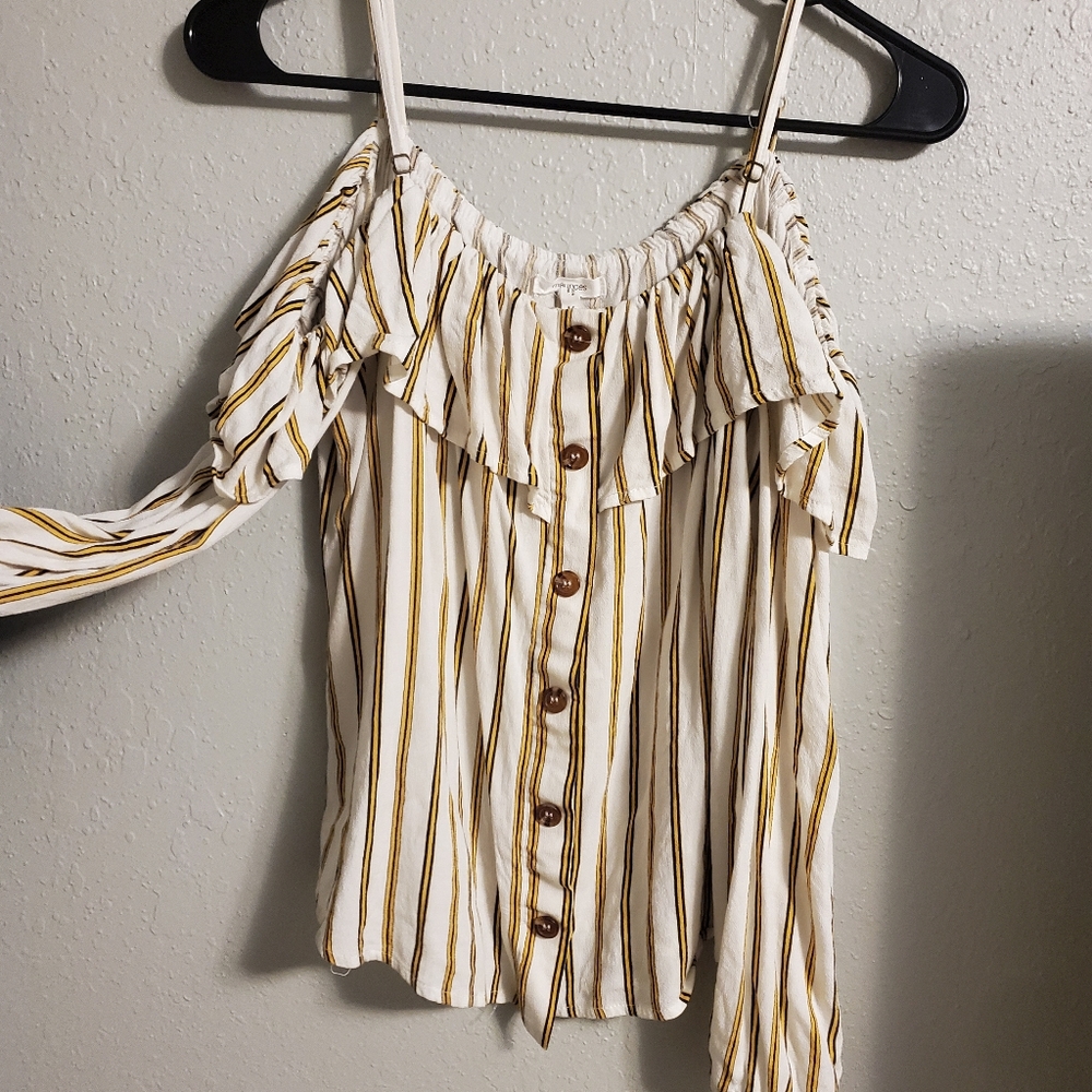 Cold Shoulder Button Top